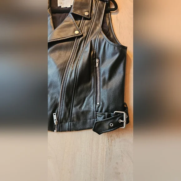 Anthropologie Black Leather Vest - Picture 3 of 6